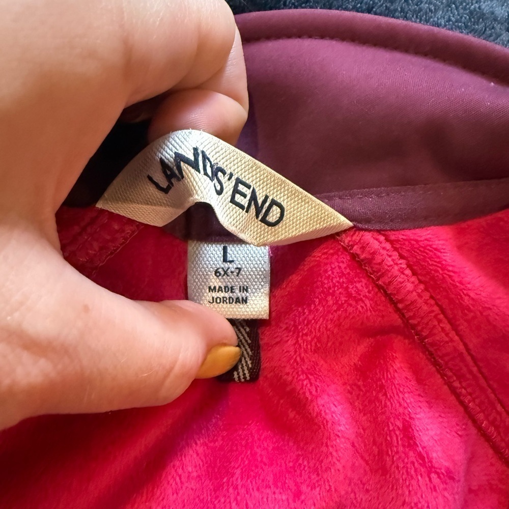 Kids Zip-Up Jacket - burgundy with pink interior - Picture 4 of 6
